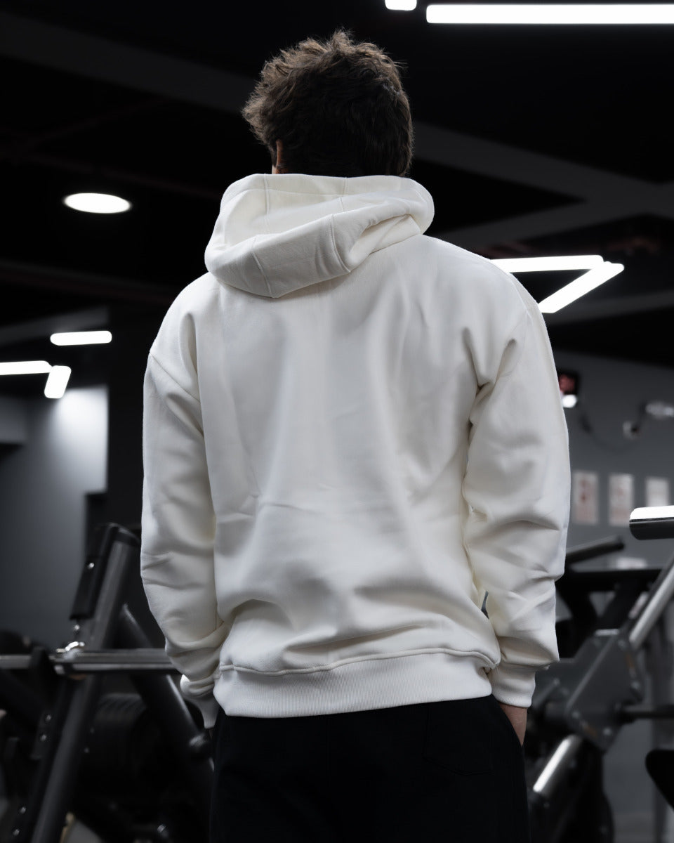 UNIVERSITY OVERSIZE HOODIE - WHITE PEARL