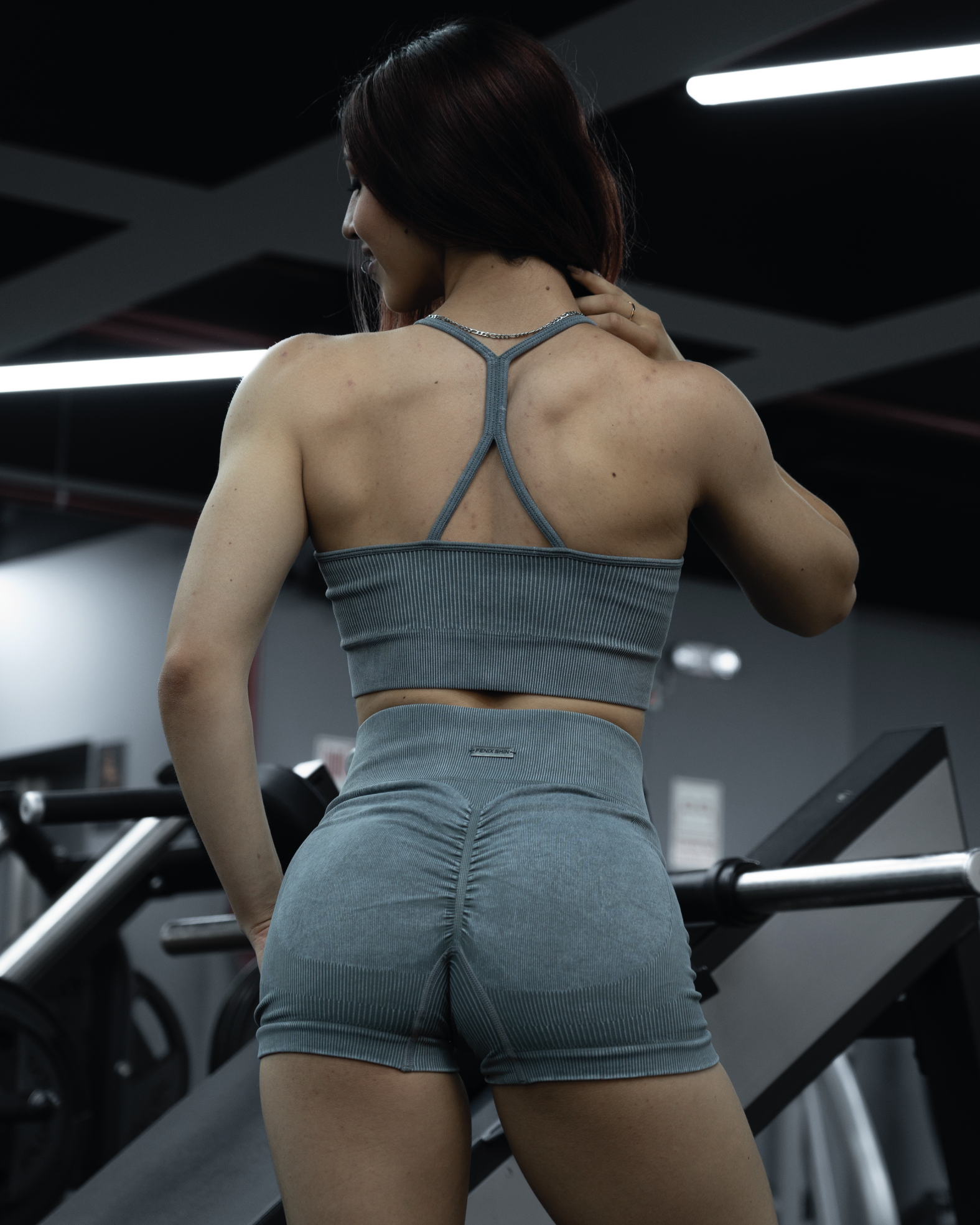 LUX RIB CROP SET - GRAY
