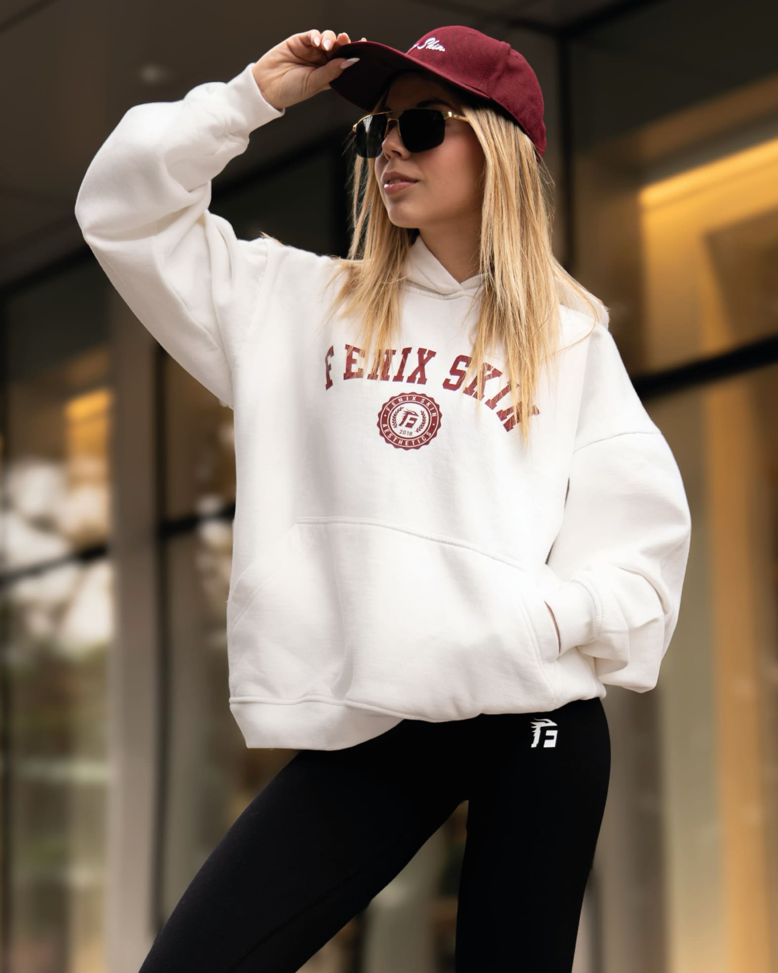 UNIVERSITY WOMEN OVERSIZE HOODIE - WHITE PEARL