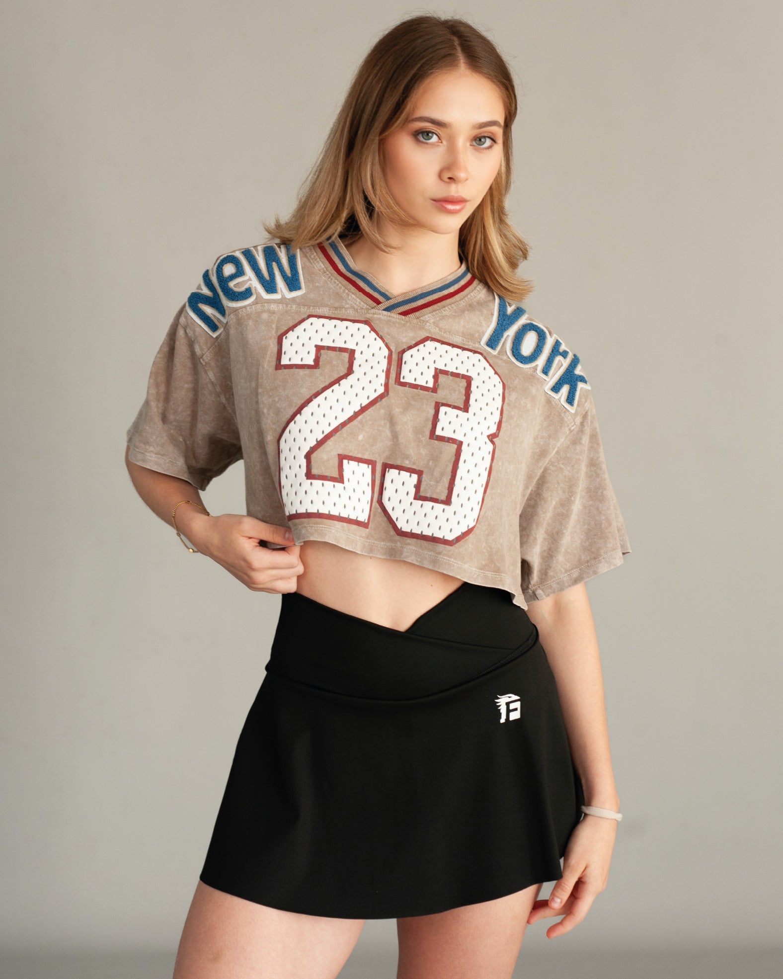 UNIVERSITY CROP TOP NY - CARAMEL BEIGE