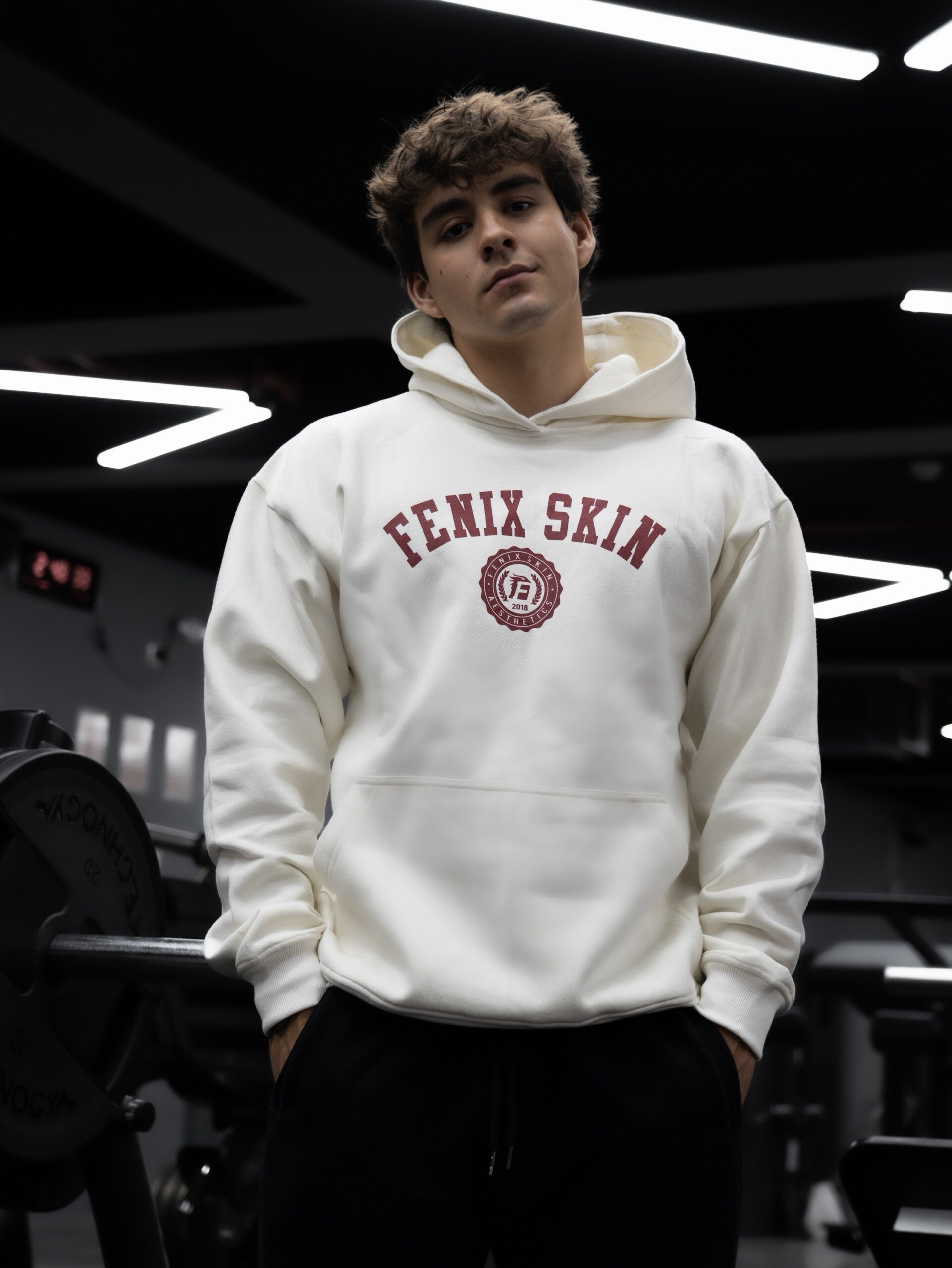 UNIVERSITY OVERSIZE HOODIE - WHITE PEARL
