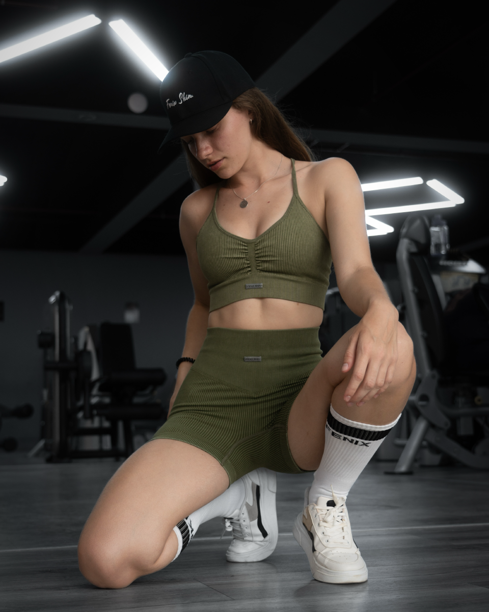 LUX RIB CROP SET – MILITARY GREEN