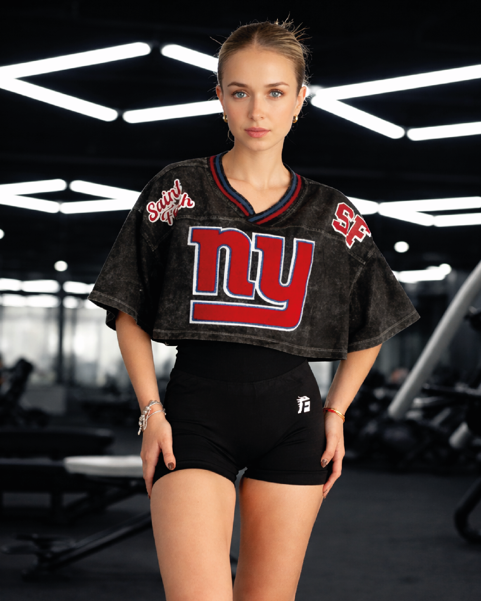 UNIVERSITY CROP TOP NY - BLACK