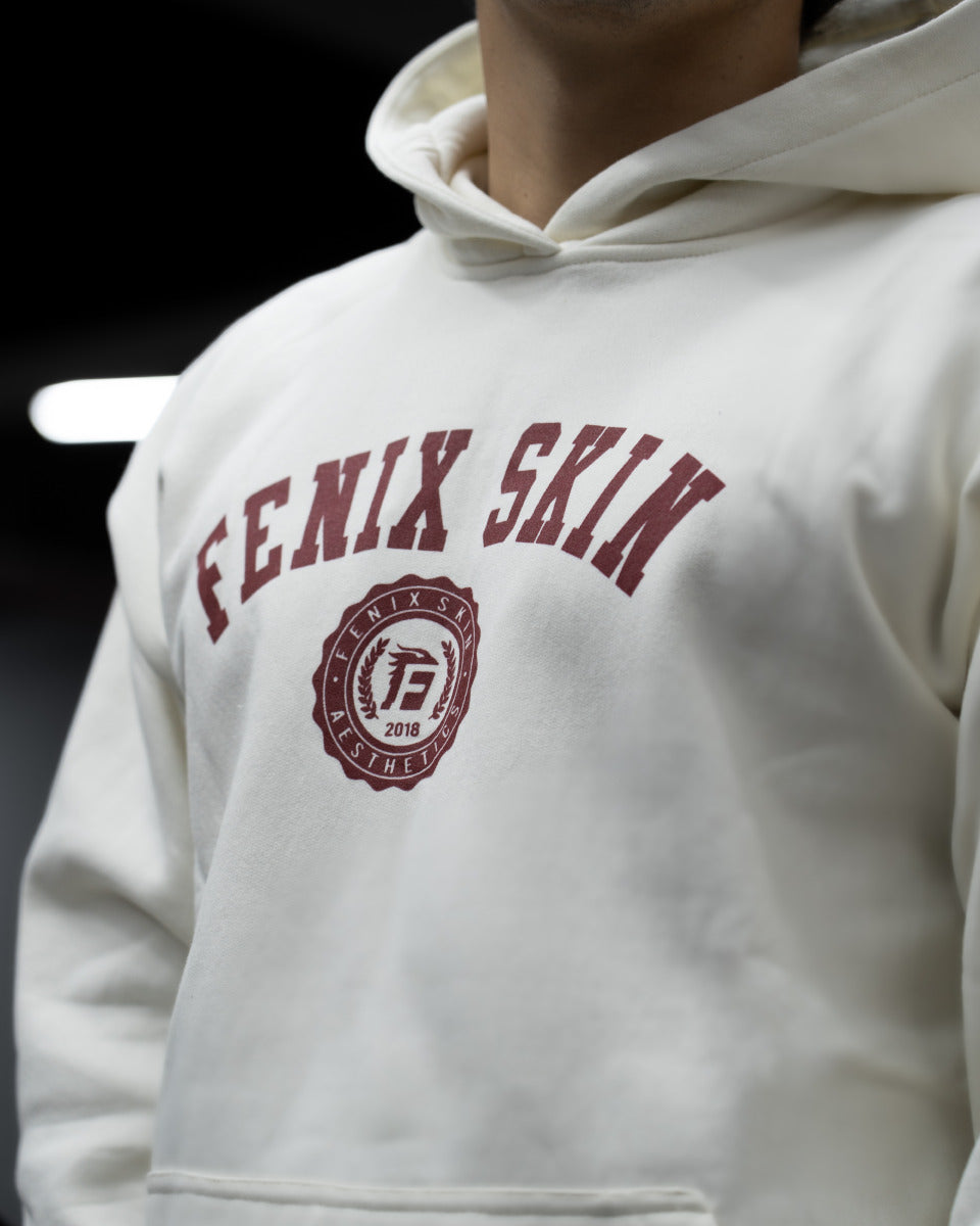 UNIVERSITY OVERSIZE HOODIE - WHITE PEARL