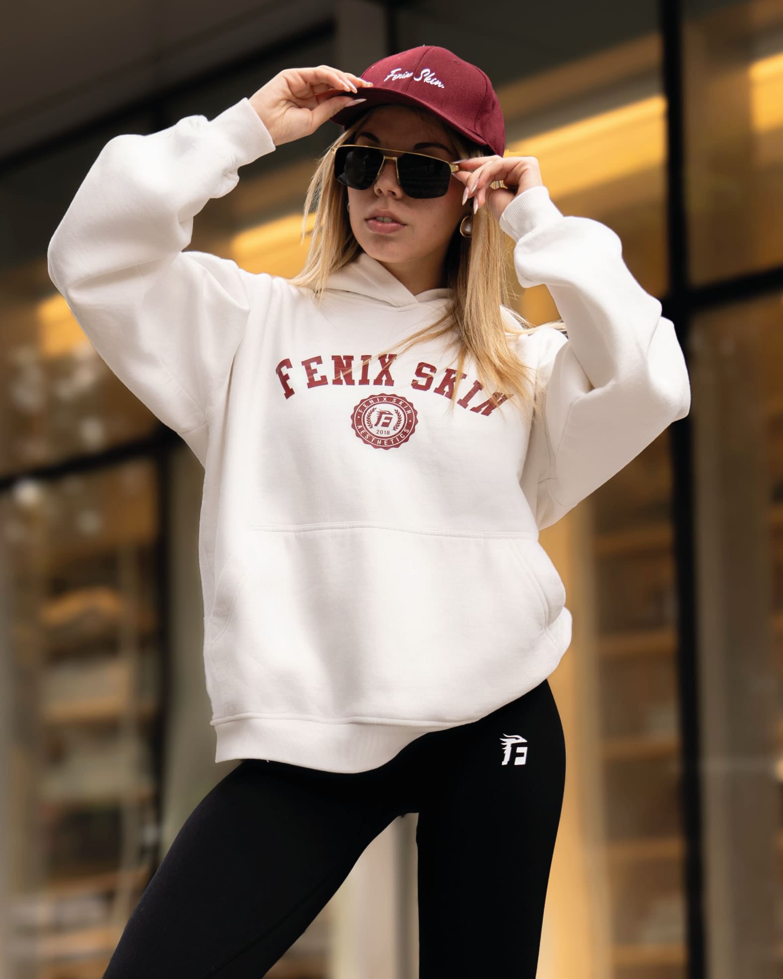 UNIVERSITY WOMEN OVERSIZE HOODIE - WHITE PEARL