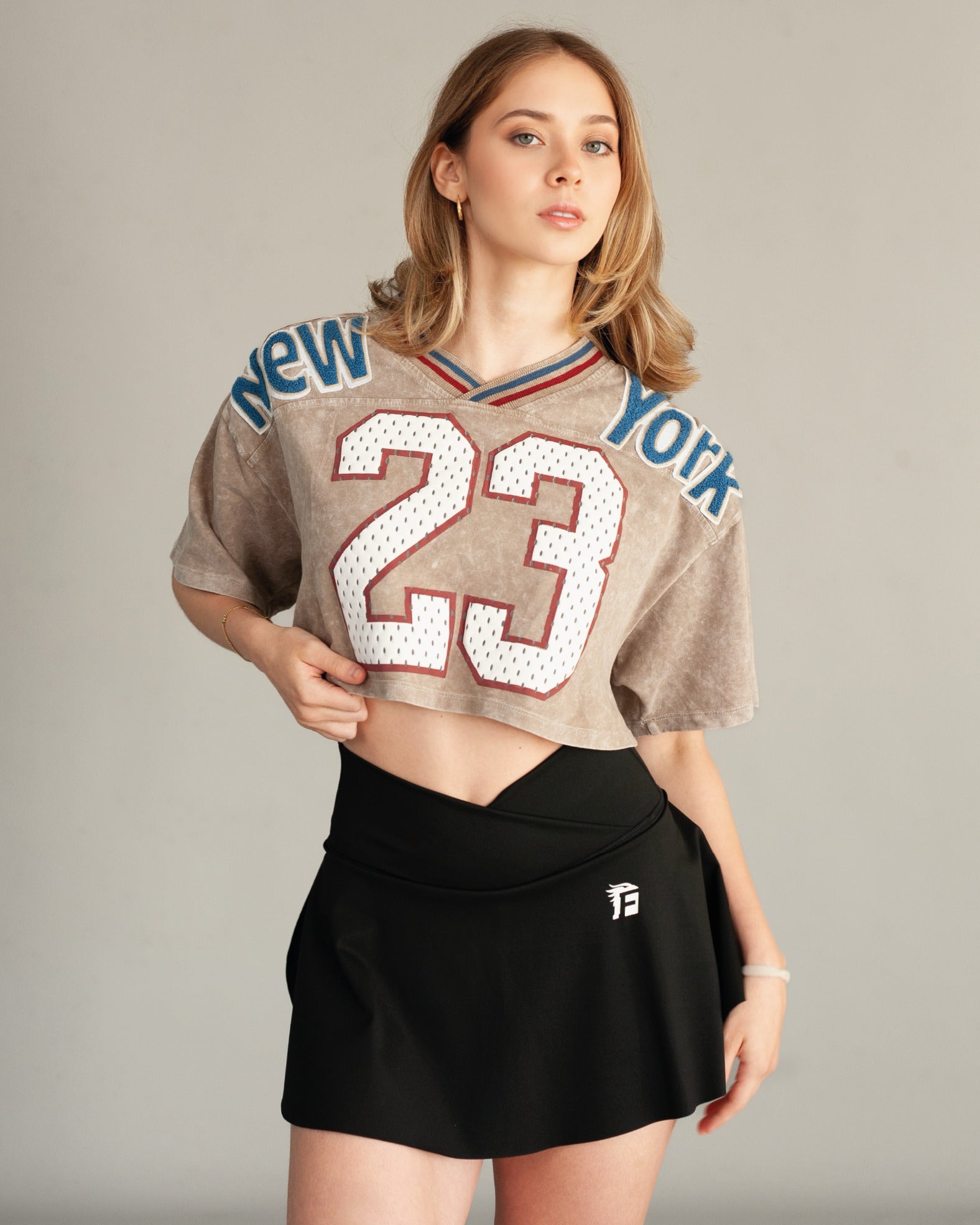 UNIVERSITY CROP TOP NY - CARAMEL BEIGE
